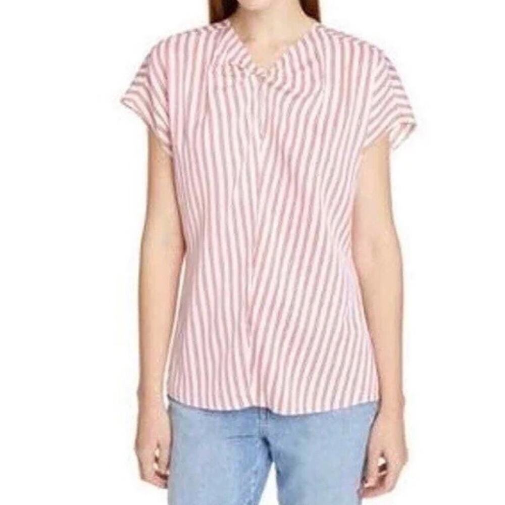 Lewit Silk Striped Sleeveless Red White Shell Casual Blouse Women’s Size S NWOT